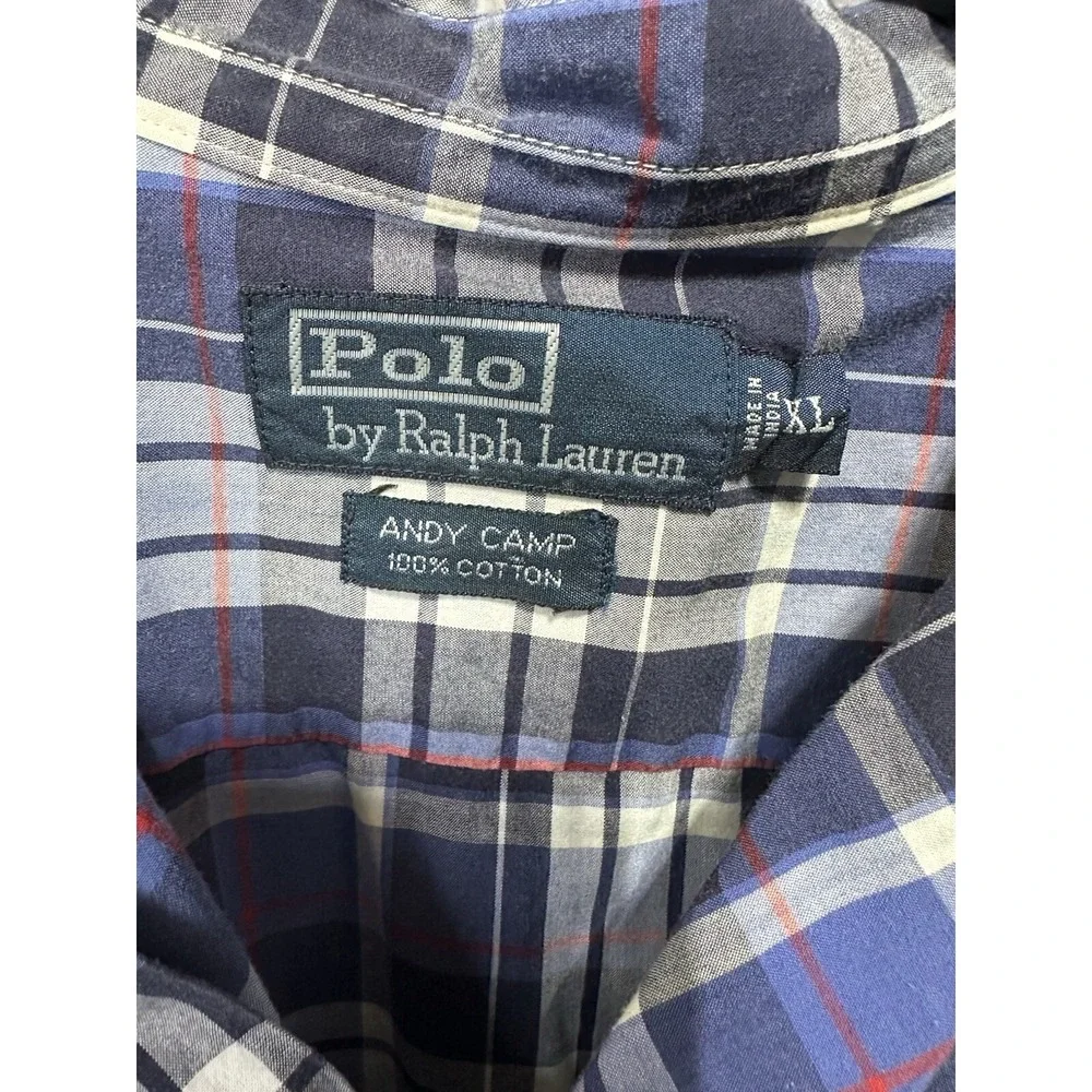 POLO by RALPH LAUREN Andy Camp Buttonfront Plaid Shirt Size XL Short Sleeve‎
